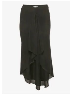 Diane Von Furstenberg Black Asymmetric Ruffled High-Low Skirt